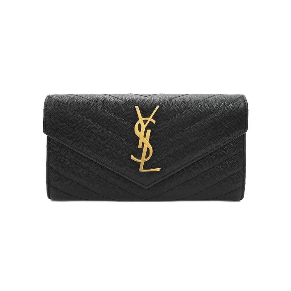 SAINT LAURENT Paris Monogram Flap Wallet Bi fold Long